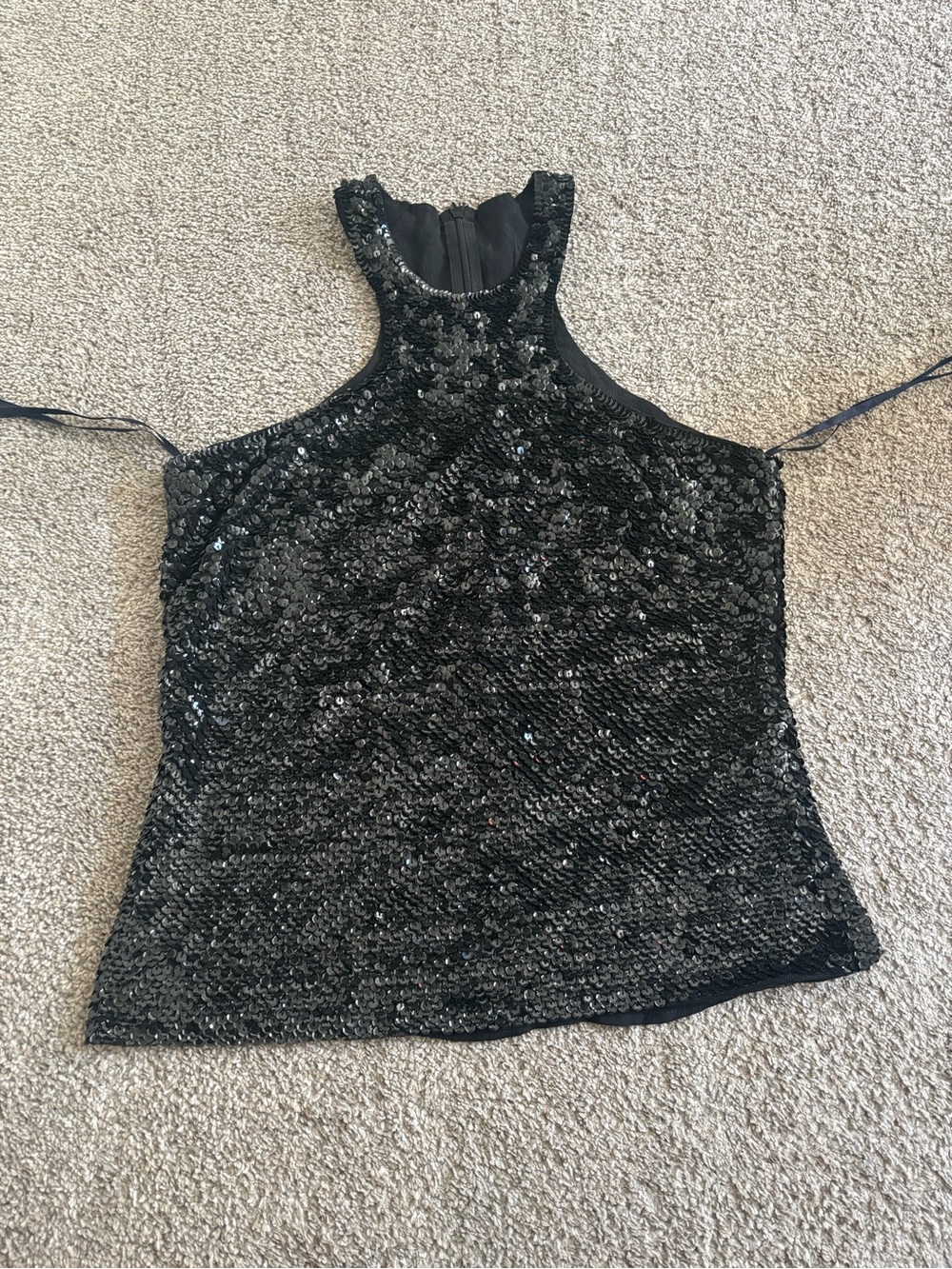 FRENCH CONNECTION Black Sequin Halter Women’s Top